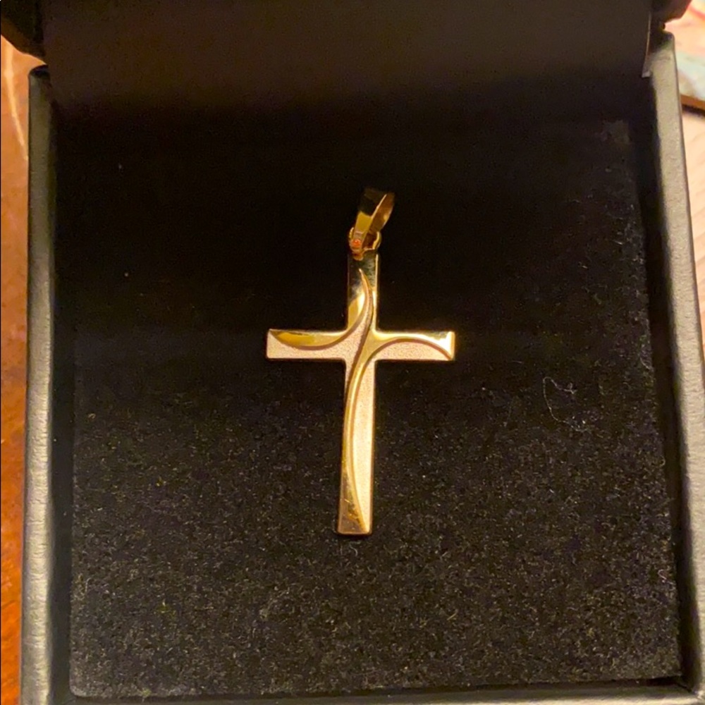 Two-Tone Cross in 14k Gold and 14k White Gold